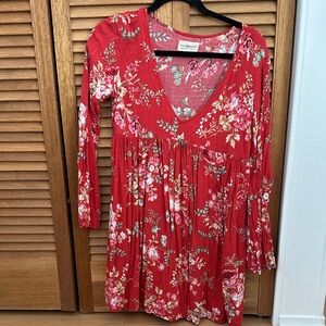 Ralph Lauren Red Floral Long Sleeve Dress